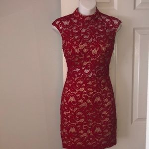 Red Lace Cut-Out Dress